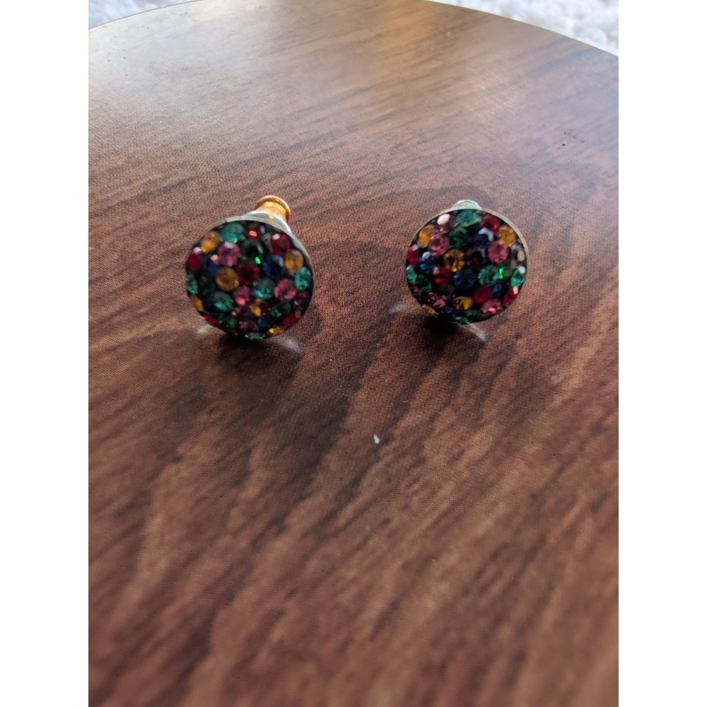 Lovely Confetti Colors CZ 925 Sterling Silver Round‎ Stud Earrings